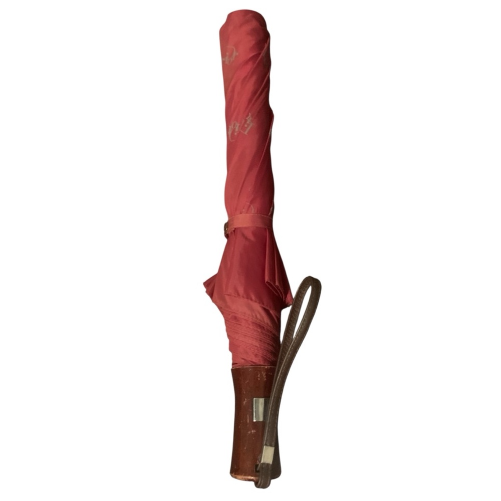 Christian Dior Logo Folding Umbrella Burgundy Vintage Parapluie Quiet Luxury Y2k - Picture 5 of 10